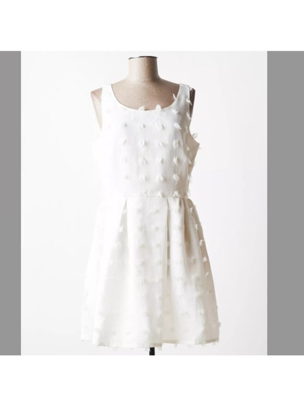 MOLLY BRACKEN Sleeveless Mini Dress Fit & Flare Textured Polka Dot White Size S